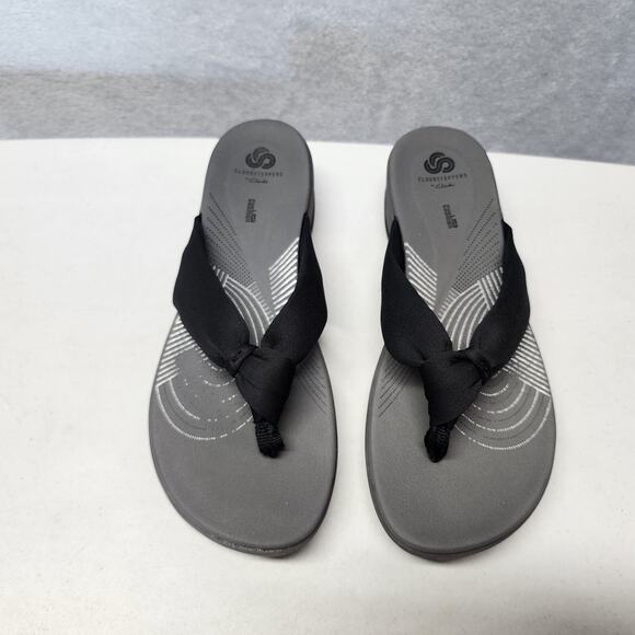 Clarks Flip Flop Sandals Womens 11 Cloudsteppers Thong Black Comfort Arla Glison - Picture 13 of 13